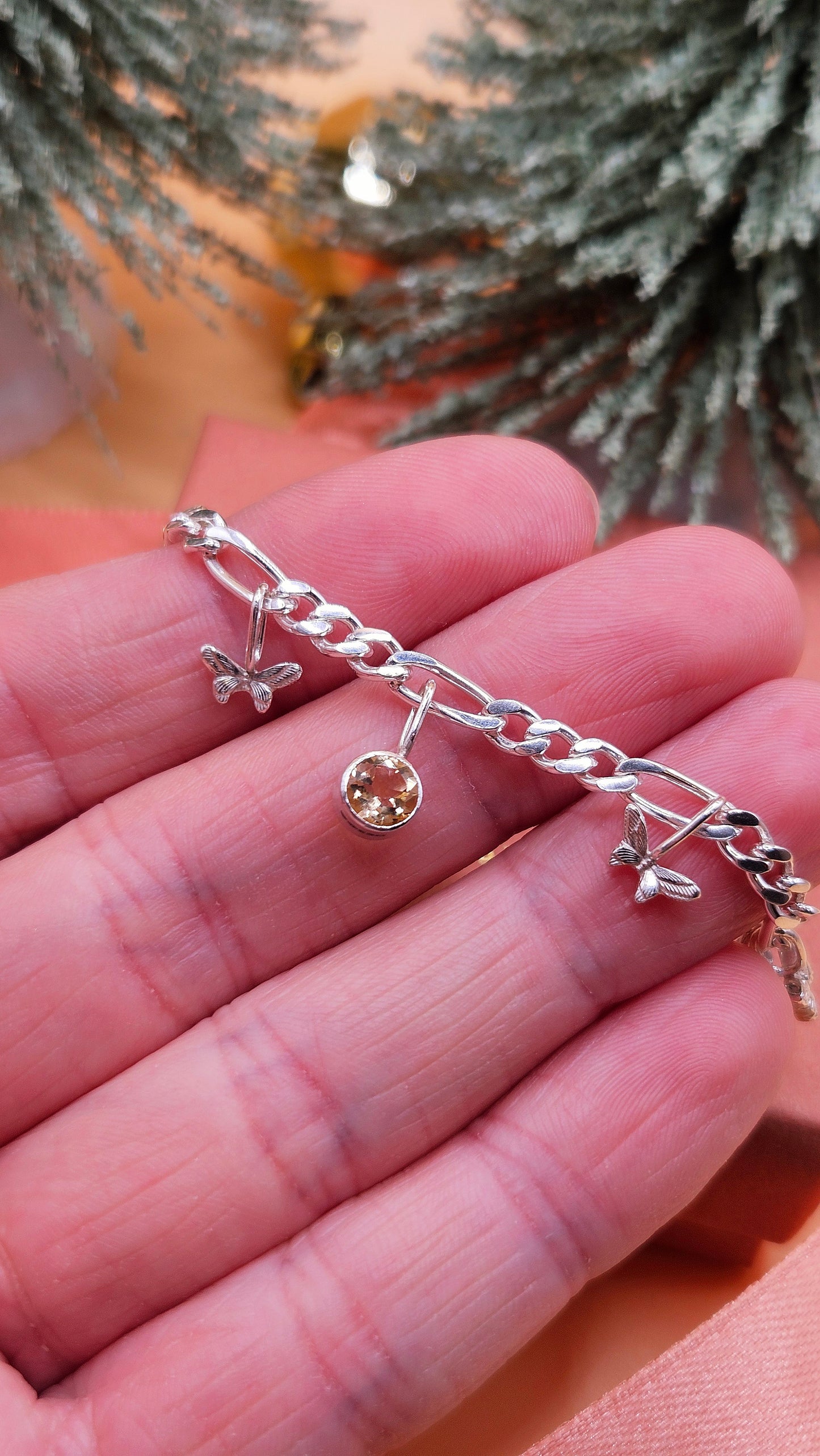 Citrine butterfly bracelet