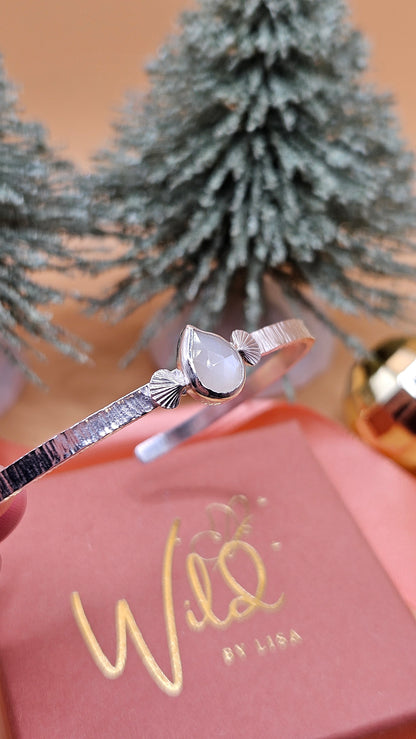Moonstone seashell cuff bangle