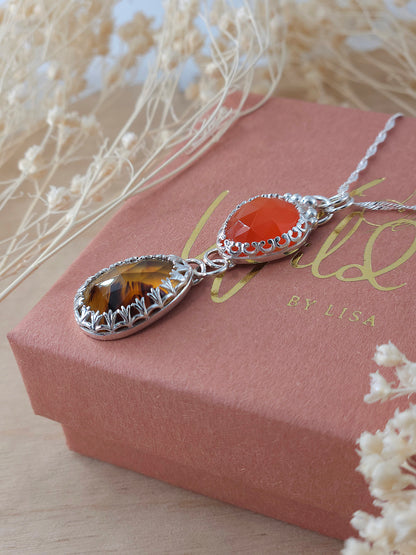 Carnelian & Montana Agate Drop Necklace