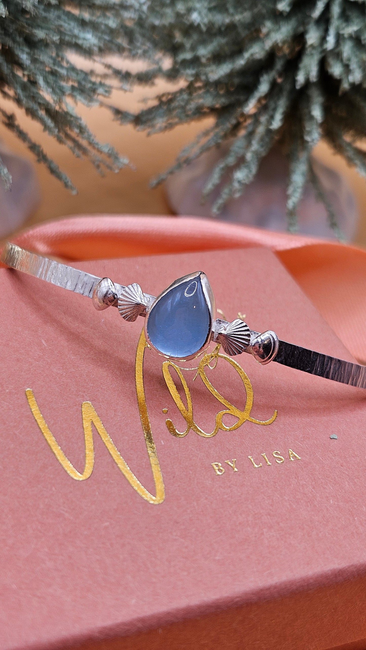 Aquamarine seashell cuff bangle