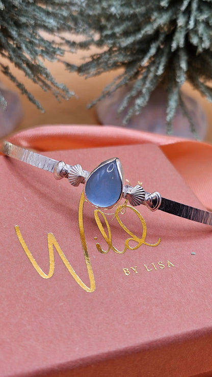 Aquamarine seashell cuff bangle