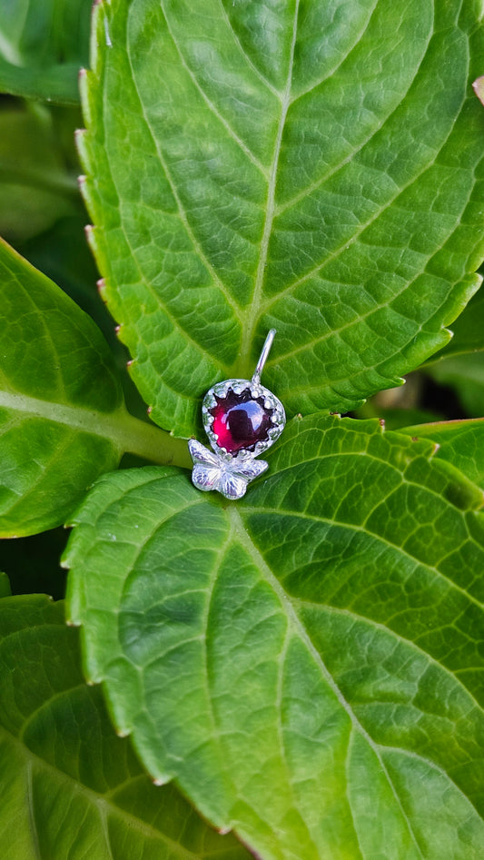 Butterfly Gem Pendant - Rhodolite Garnet