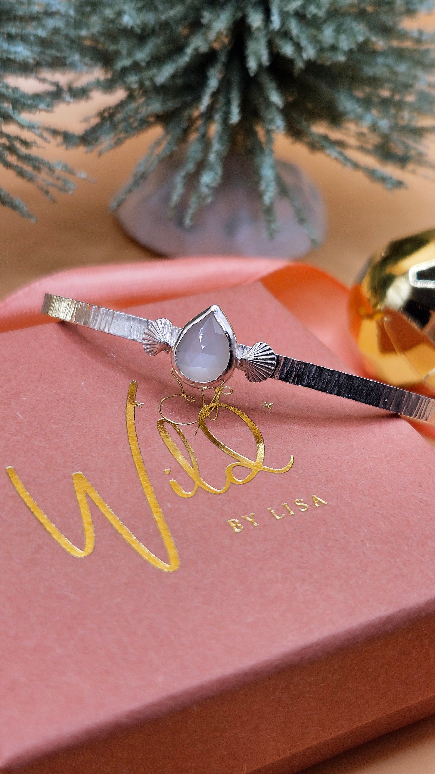 Moonstone seashell cuff bangle